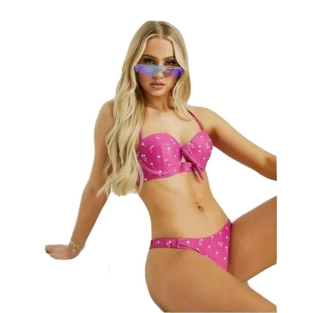 Bikini JUICY COUTURE Women(L)Venice beach cupped bandeau bikini SET purple⭐⭐⭐⭐⭐